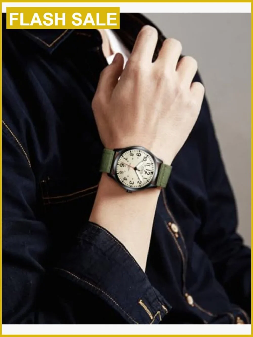 Men's Military Watch Waterproof Analog Quartz Nylon Strap Luminous Field Wrist